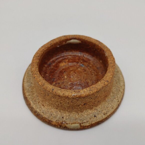 John Natale Vintage Pottery Brown Beige Clay Carafe with Cork Lid 7 Wine Cups - Picture 11 of 12